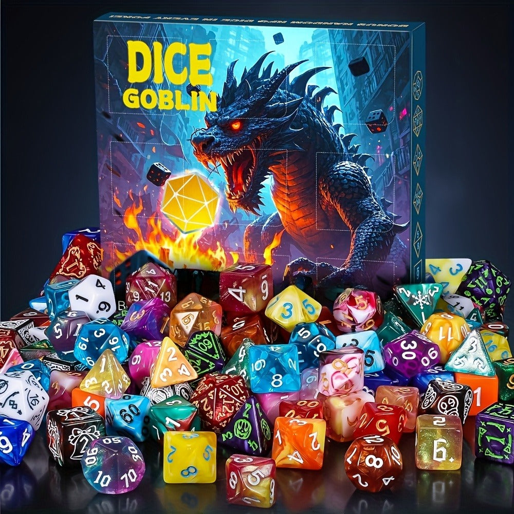 D4 D6 D8 D10 D12 D20 Surprise Gift for D&D RPG Tabletop Gamers – Mystery Box DnD Dice Set 72pcs Blind Box 9 Sets Random Polyhedral Dice with Pouches - product image 2