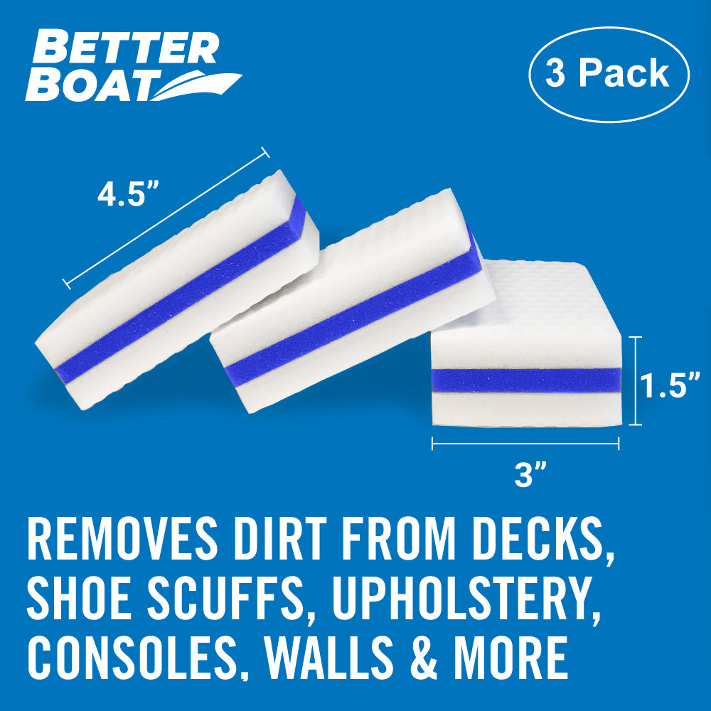Boat Eraser Cleaning Sponge | Removes Scuffs, Dirt & Grease on Pontoon, Fishing & Jon Boats (3, 9 or 12 Pack) | No Bleach Magic Scrubber for Deck, Hull, Vinyl - product image 3