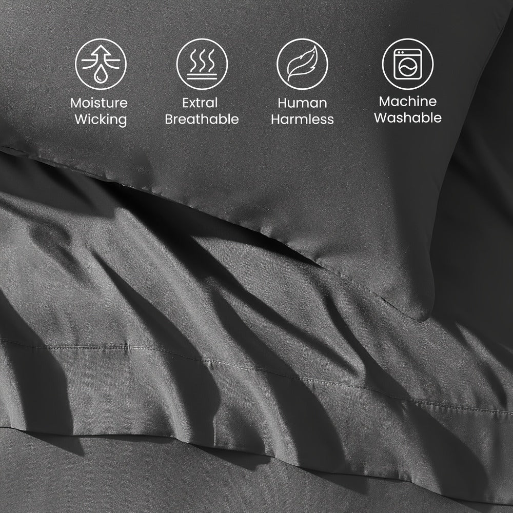 Cooling Fitted Sheet Bamboo Blend Ultra-Soft Deep Pocket Bed Sheet for Hot Sleepers Twin Full Queen King Size Machine Washable Breathable Cooling Bedding White Black Gray Navy Purp - product image 6