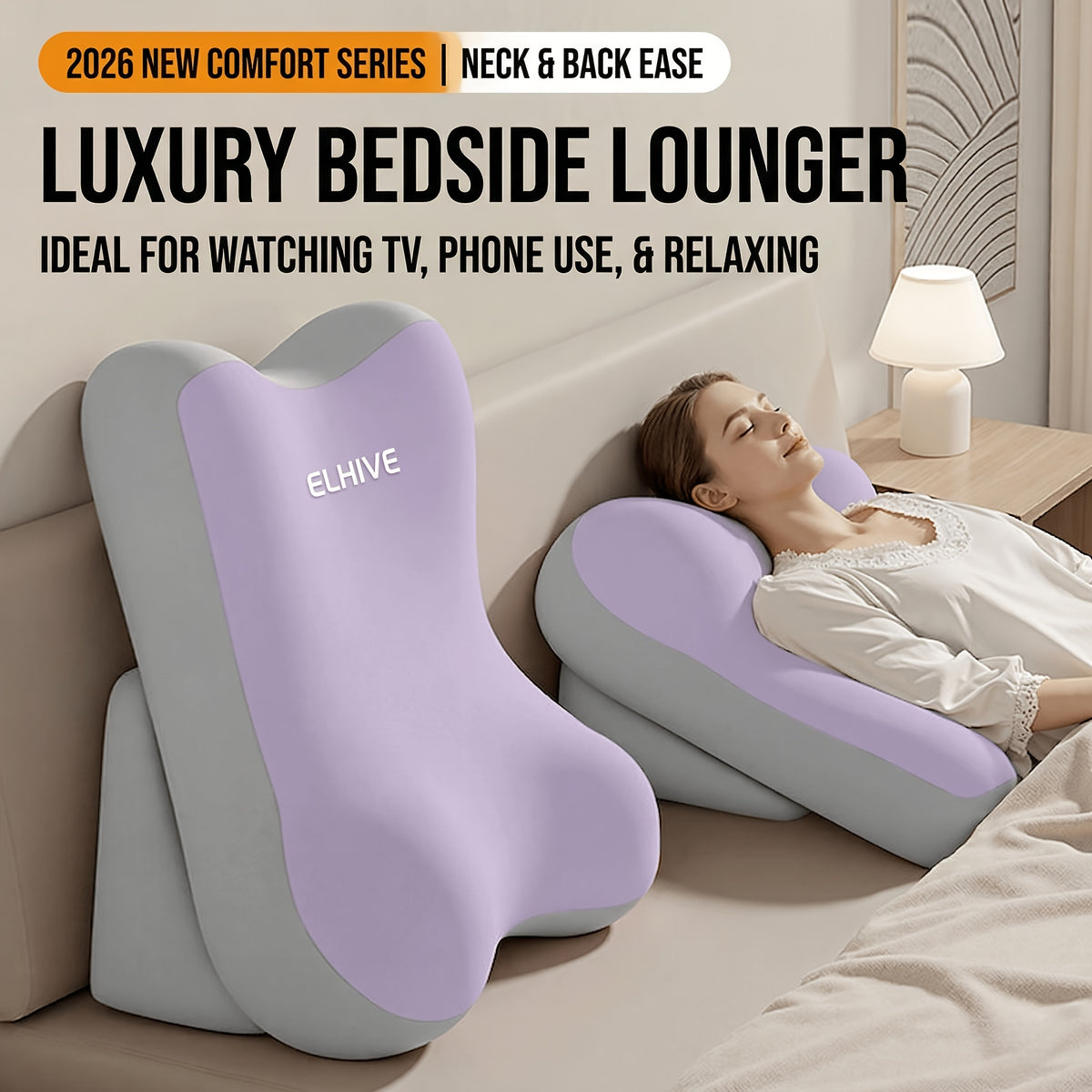 Adjustable Bed Wedge Reading Pillow - Large Memory Foam Backrest for Sitting Up in Bed - Soft C-Shaped Lounging Cushion for Headboard - Multi-Use for Phone - product image 2