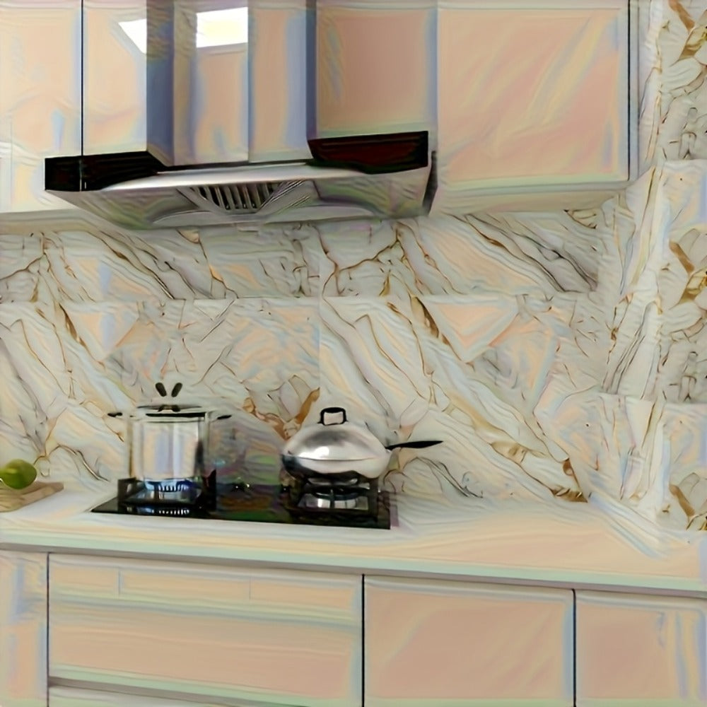 Peel and Stick Marble Tile Stickers – Self Adhesive Foam Wall Tiles for Bathroom Kitchen Office Bohemian Home Decor (50/100pcs, White/Gray/Black/Blue Gold) - product image 28