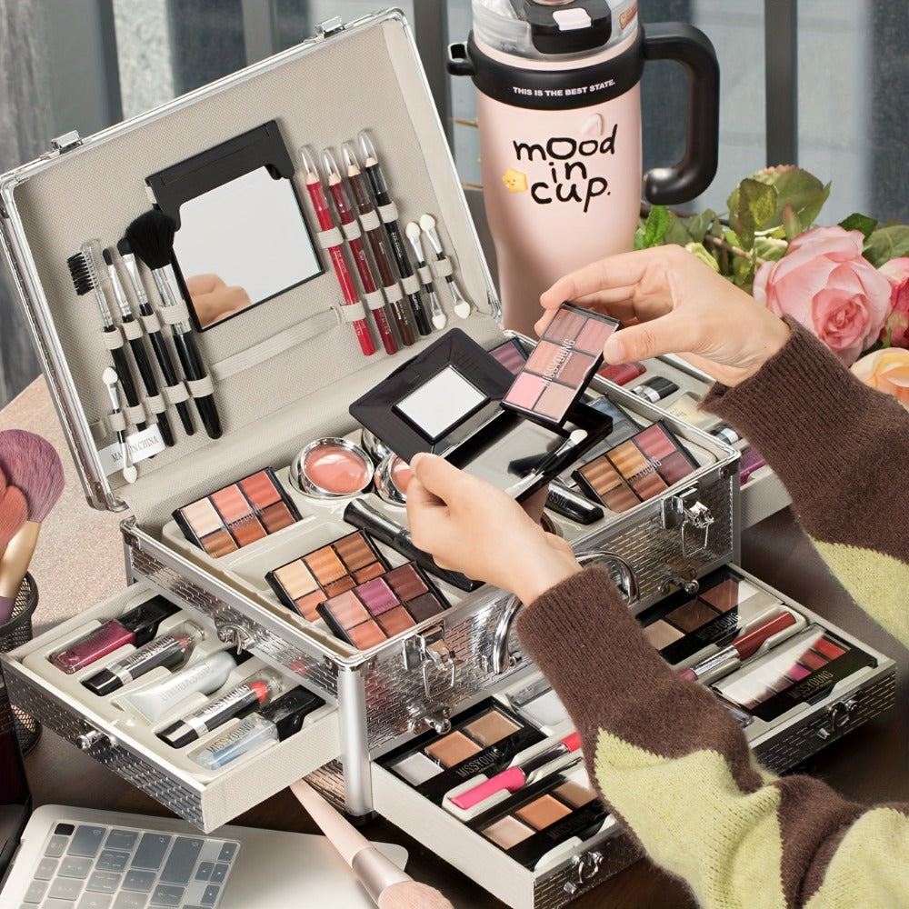 106-Piece Luxury Makeup Gift Set Complete Full Face Beauty Kit – Eyeshadow Palette Lipstick Lip Gloss Blush Mascara Eyeliner Concealer Loose Powder & 10 Marble Brushes for Women Be - product image 13