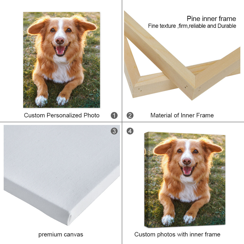 Custom Canvas Print Personalized Pet Family Photo Wall Art Ready to Hang | Framed & Unframed Canvas Options Multiple Sizes 6x8 to 24x16in | Custom Photo Canvas - product image 6