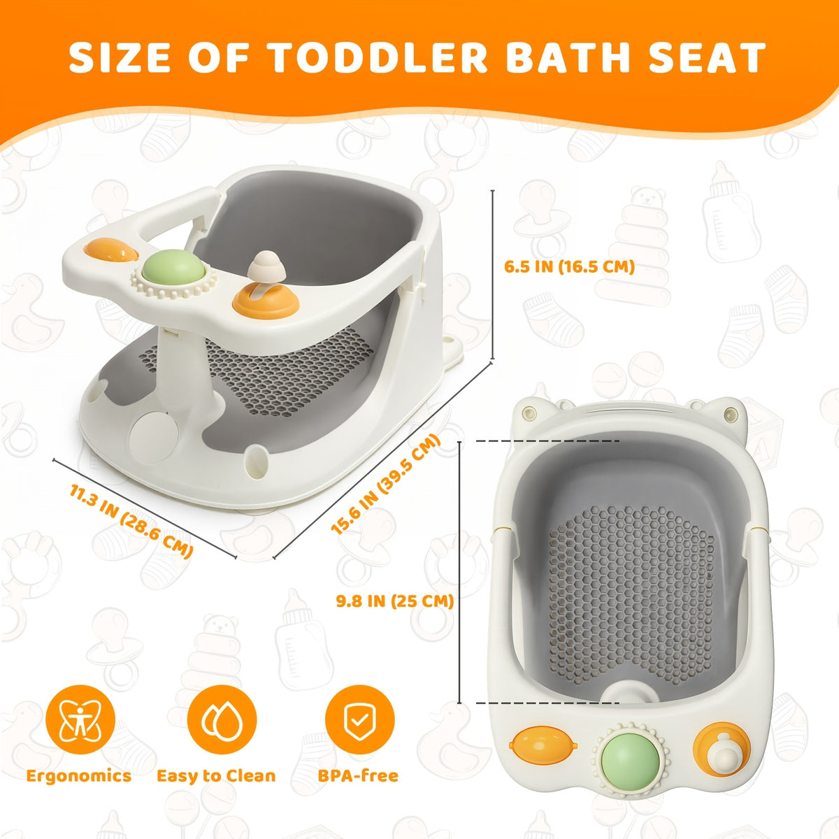 Toddler Bath Seat, Baby Bath Seat, Baby Shower Safety Products for Bathing and Showering for Children to Sit, Baby Bath Seat for Babies 6 Months & Up Non-Slip - product image 2