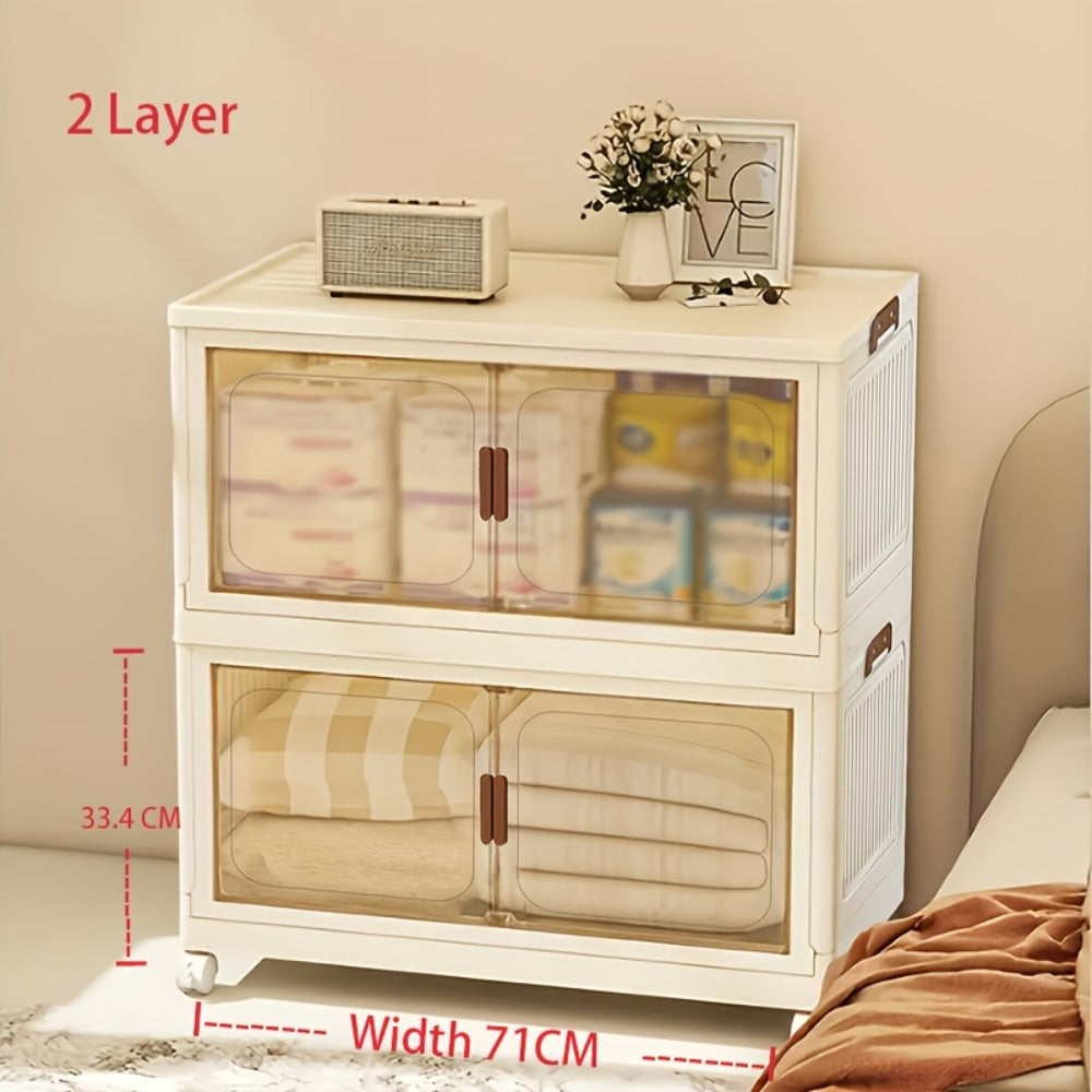 Foldable Storage Cabinet with Door – Multi-Layer Stackable Storage Box for Shoes, Clothes & Books | Large Closet Organizer for Bedroom, Bathroom, Kitchen, Office & Wardrobe - product image 19