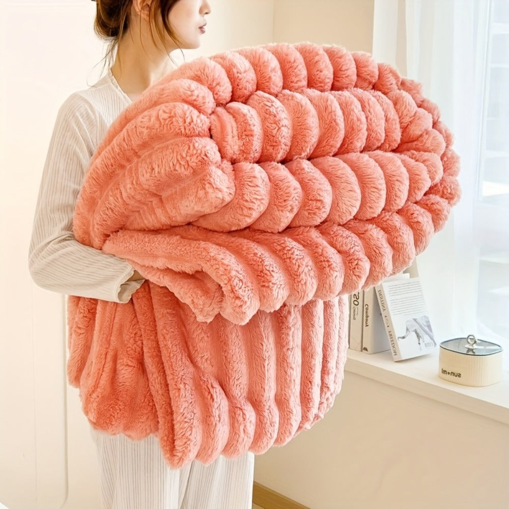 Reversible Faux Rabbit Hair Blanket – Thickened Soft Thermal Throw for Bed, Nap, Office & Camping, All Season, 4 Colors, 5 Sizes - product image 23