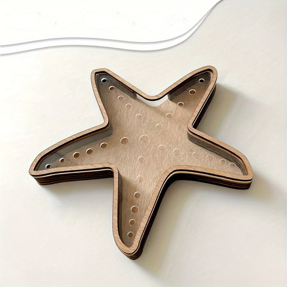 Starfish Shaped Wood Storage Tray Coastal Boho Decor Organizer for Bathroom Vanity Desk Entryway Jewelry Crystals Seashells Display Gift - product image 11