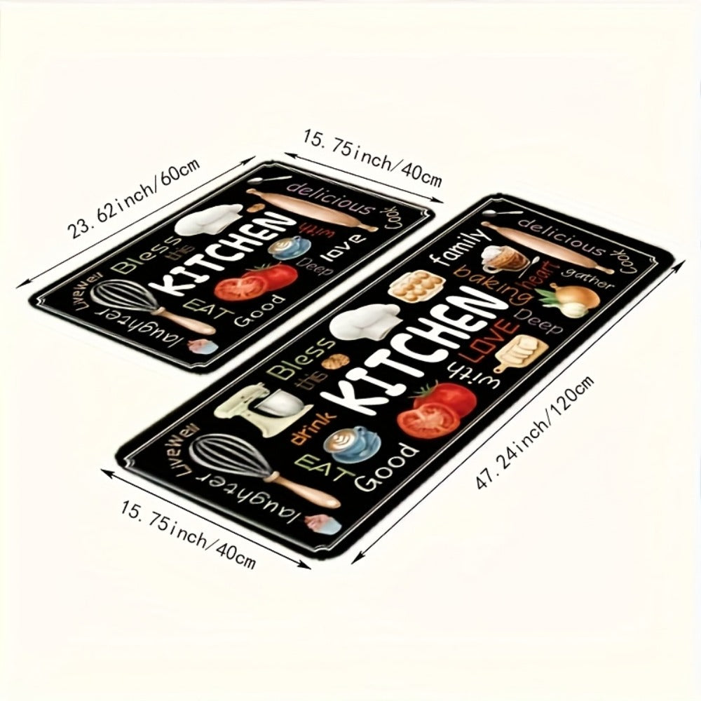 Diatomaceous Earth Kitchen Mat Set 2pcs - Non-Slip Soft Floor Mats for Kitchen Bathroom Bedroom Hallway, Dark Gray, Machine Washable - product image 3