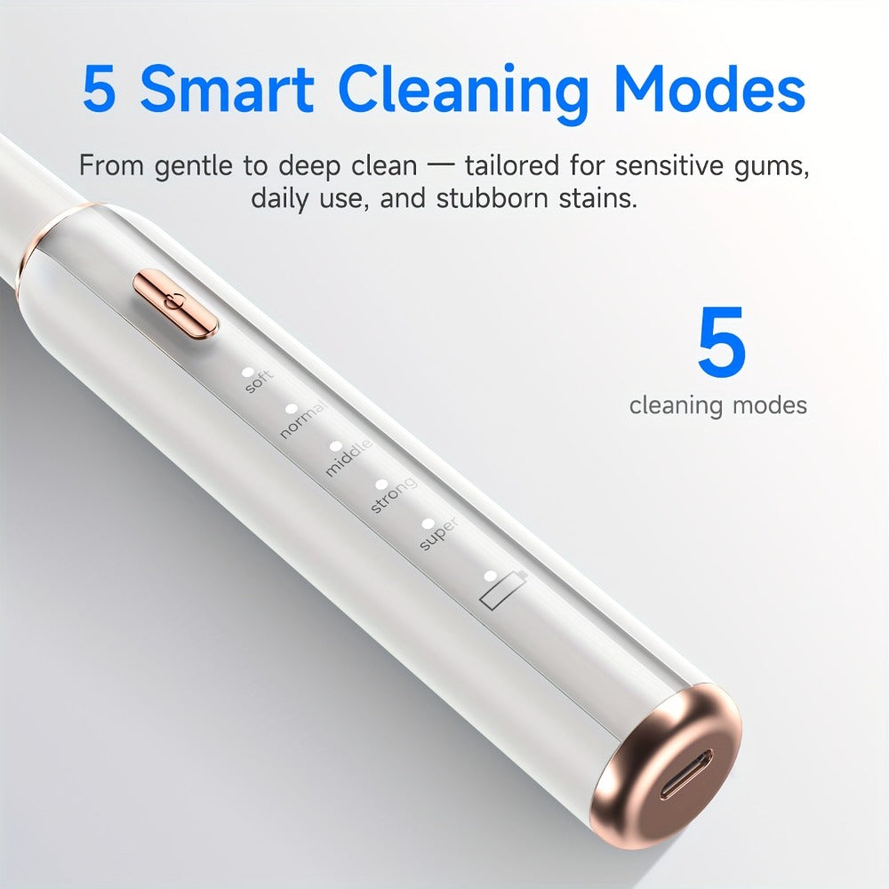 Electric Tooth Cleaner Tartar Remover Rechargeable - 5 Speed Modes, LED Light, USB Charging, 2 Replaceable Brush Heads, Dental Plaque Scraper for Teeth Whitening, Stain & Tartar Re - product image 4