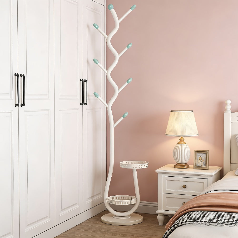 Clothes Rack Freestanding Metal with Shelf - Heavy Duty Garment Rack for Bedroom, Entryway & Closet, Vertical Coat Stand with Bottom Shelf for Coats, Hats, Scarves, Bags | White, B - product image 18