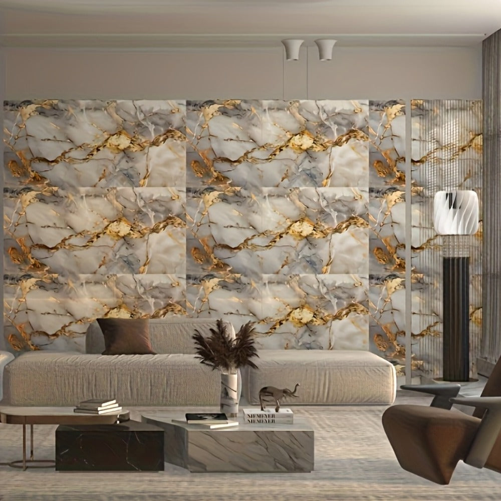 Peel and Stick Wall Tiles 50/100pcs - Waterproof PVC Marble Self-Adhesive Vinyl Panels for Bathroom Shower Kitchen Living Room TV Backdrop, Modern Wall Decor Easy Installation No G - product image 24