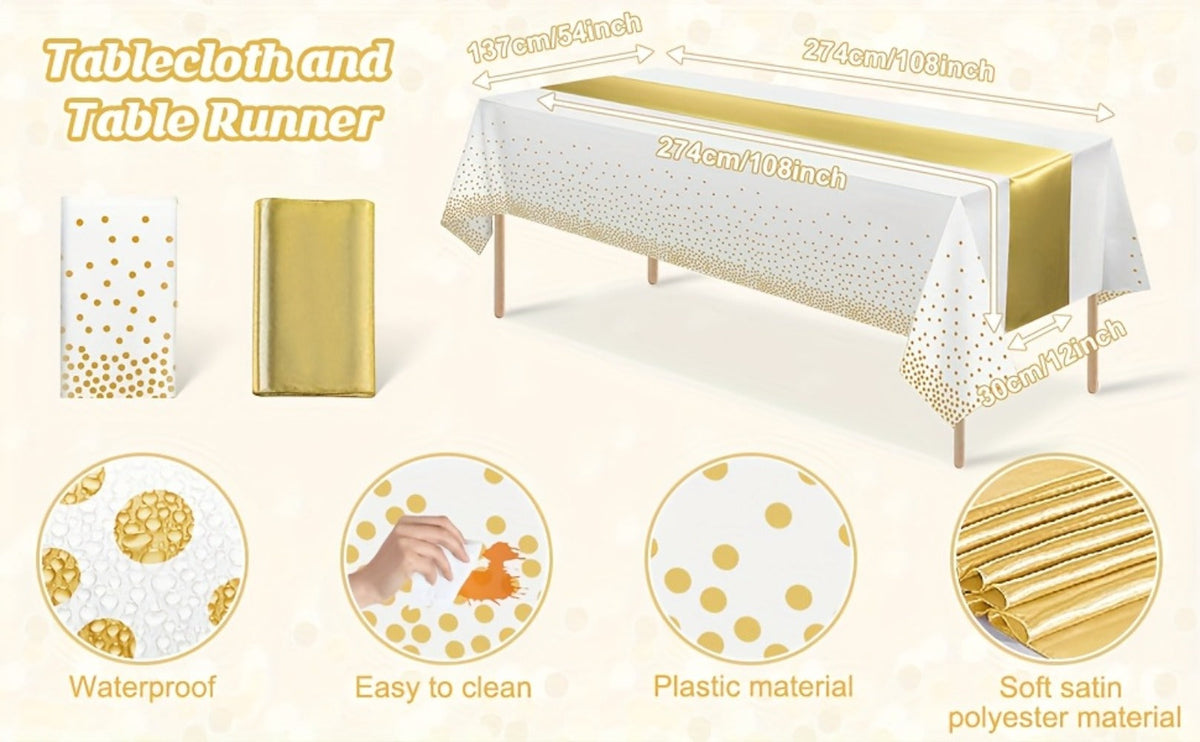 Plastic Party Table Covers for Wedding Birthday Graduation Anniversary Baby Shower Bridal Shower Elegant Bulk Party Decorations | Disposable Tablecloth & Table - product image 8