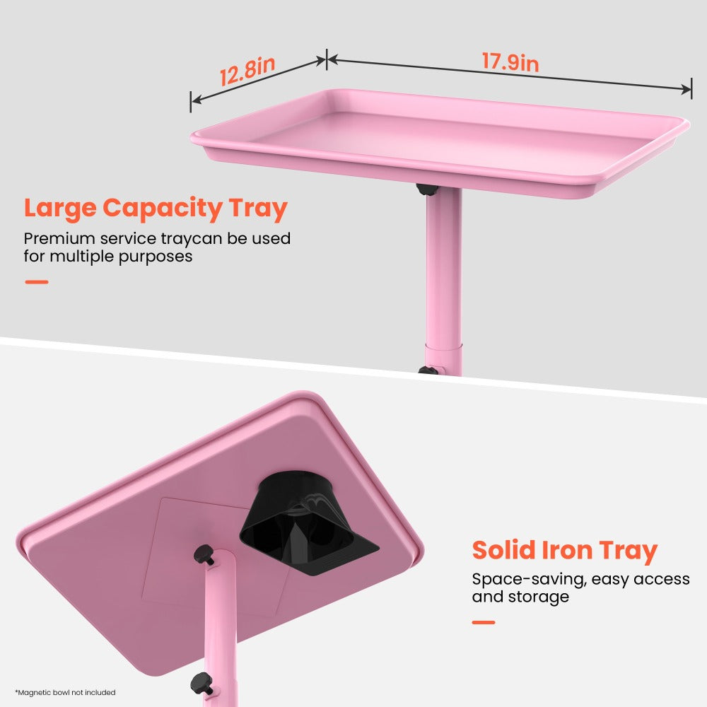 Salon Trolley Cart Height Adjustable 30 to 42 Inch Rolling Tray Table on Wheels Lockable Casters for Hair Stylist Barber Esthetician Nail Salon Spa Beauty Station Silver - product image 13