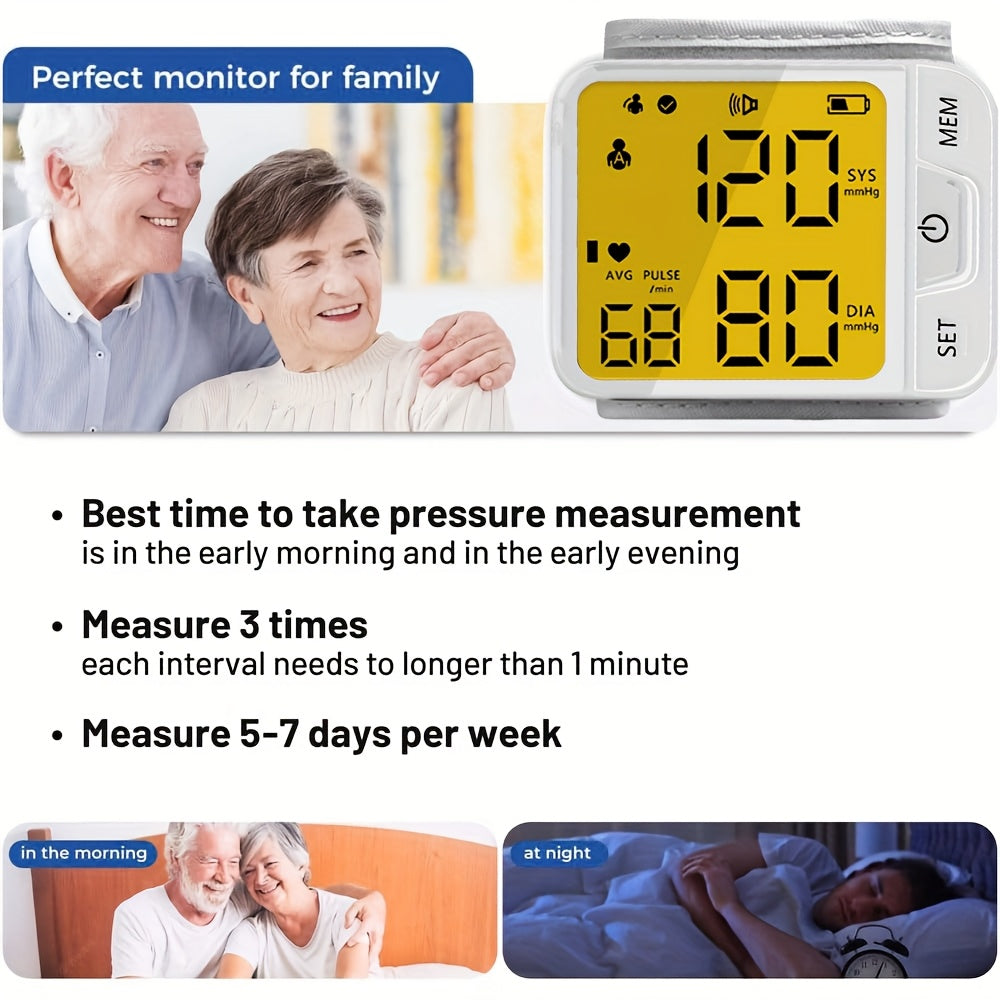 Automatic Wrist Blood Pressure Monitor with Large LCD Screen - Digital Blood Pressure Cuff with Hypertension Detector, Heart Rate & Pulse Meter - product image 12