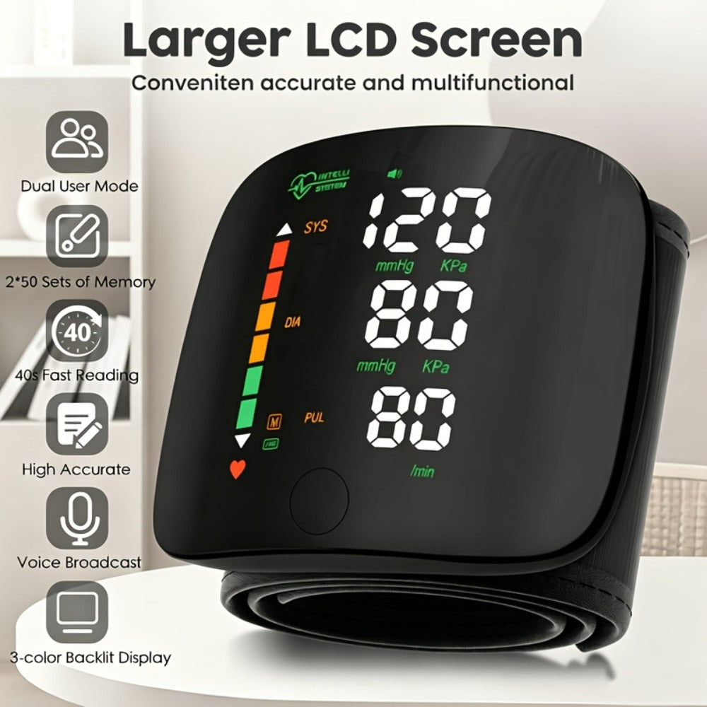 Wrist Blood Pressure Monitor Professional - Automatic BP Monitor with High-Precision LCD Display, Voice Language Prompts & Memory Function, Clinically Accurate for Medical & Home U - product image 2