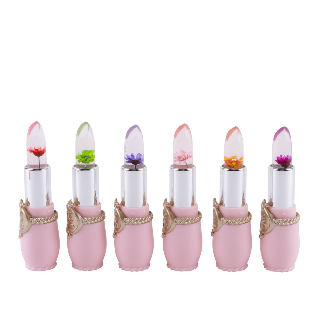 Color Changing Lip Balm Set 6PCS Flower Jelly Lipstick Thermostat Tinted Moisturizing Peach Flavor - Glossy Natural Look Lip Care Gift for Women Girls Pink Black - product image 12
