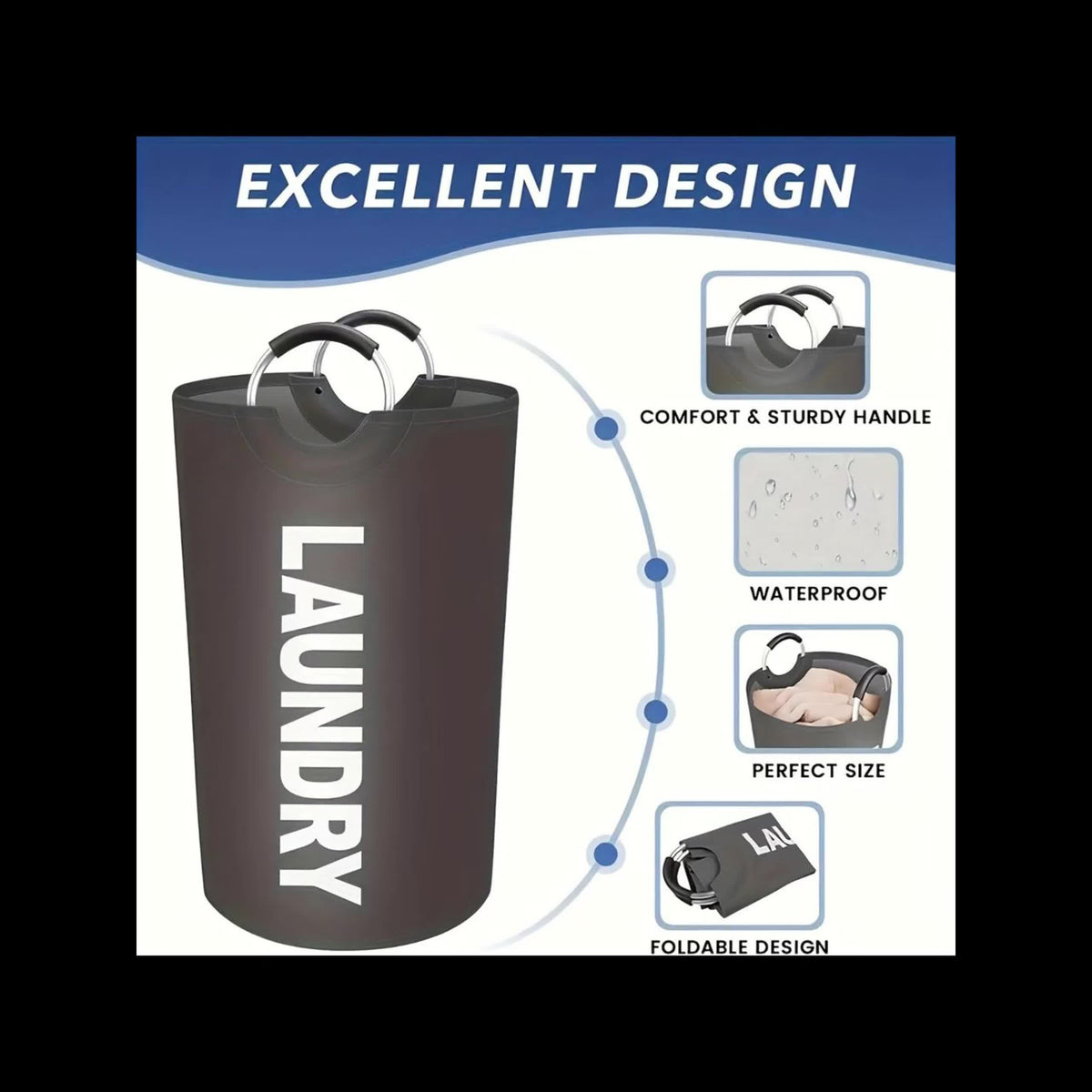 2pcs Large Laundry Basket | Foldable, Elevated, High Quality With Half Ring Handle Design | Brand: Moonrise - product image 21