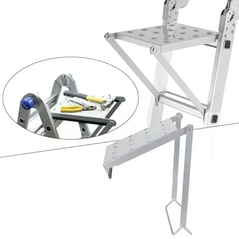 Ladder Platform Scaffold Board 400 lb Heavy Duty Non-Slip Work Tray Retractable Workstation Tool Tray Attachment for Extension Ladders Easy Install Silver - product image 8