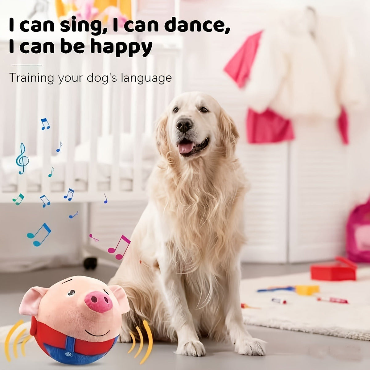 Electronic Rolling Dog Toy Ball | USB Rechargeable Cartoon Pig Plush Toy with Jumping Vibration & Sound, Automatic Self-Moving Washable Interactive Toy for - product image 7