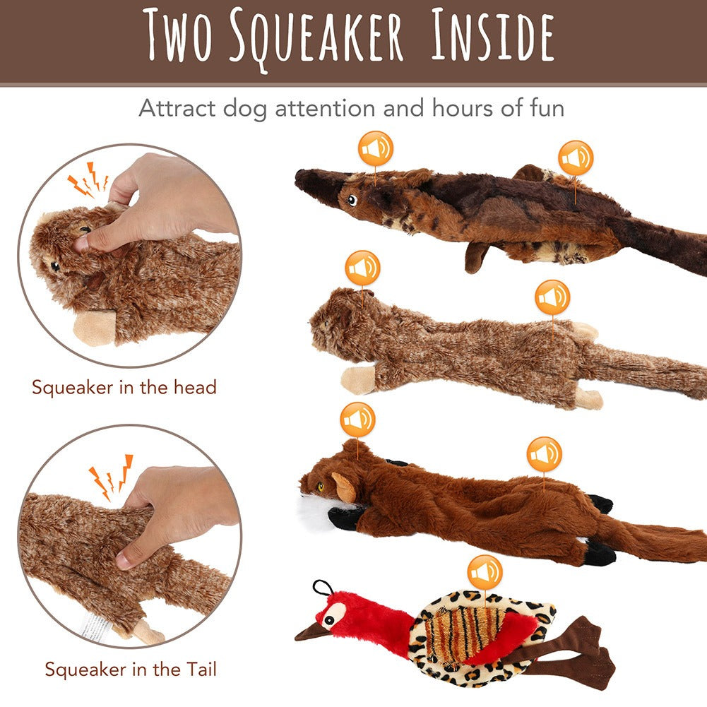Squeaky Dog Toys 5-Pack No Stuffing Plush Chew Toy Bundle | Durable Animal Toys for Small Medium Large Dogs, Double Squeaker Puppy Teething Toy Set with Bonus - product image 16