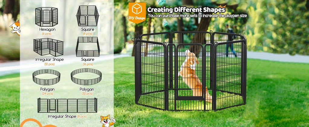 8 & 16 Panel Pet Exercise Pen for Large Medium Small Dogs, Carry-along Indoor Outdoor Puppy Pen for Yard Garden Camping RV, 24"/32"/40" Panel Height – Dog - product image 19