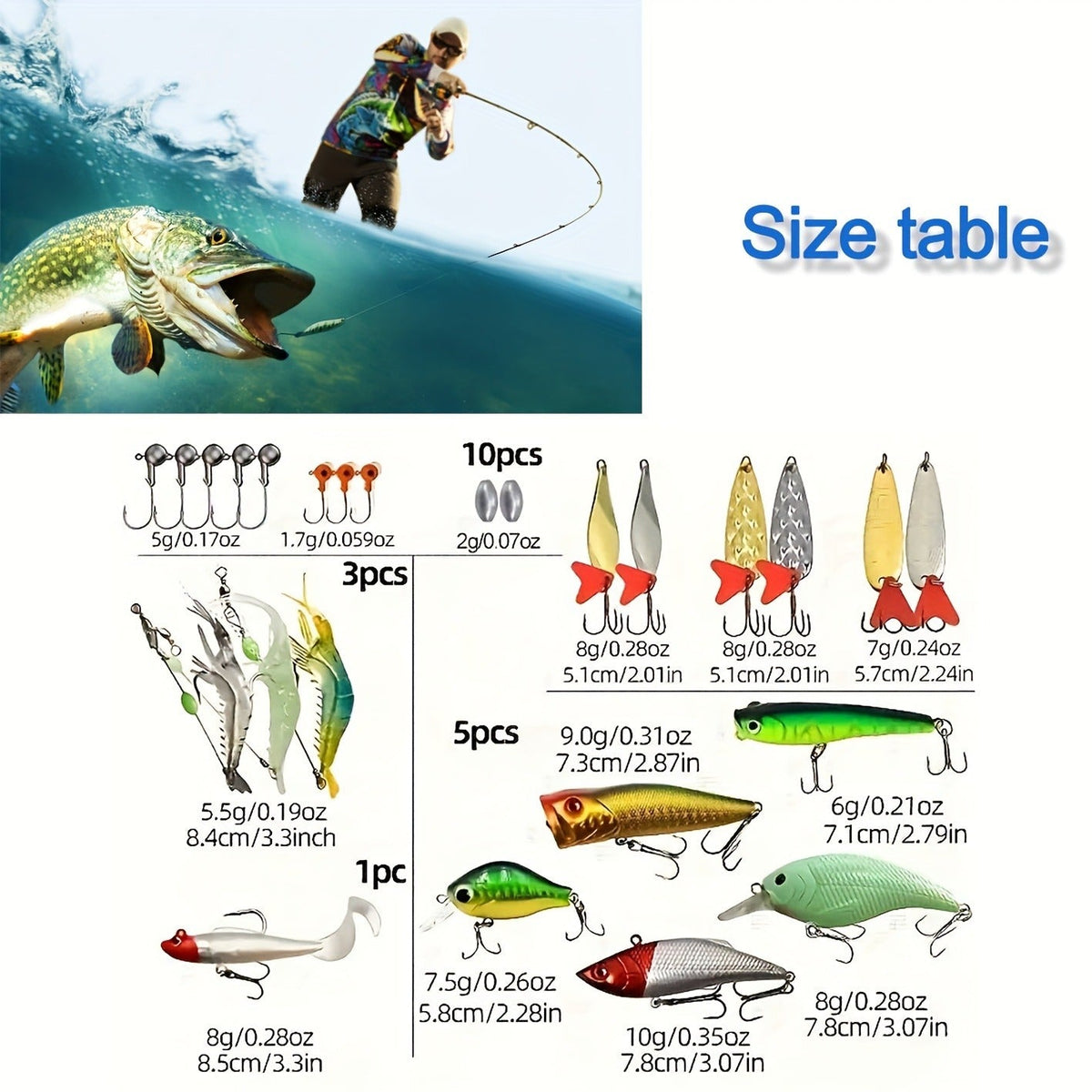 Mixed Plastic & Metal Baits, Hooks, Swivels & Jig Hooks (361 pcs) – Fishing Lures Kit with Tackle Box - product image 11