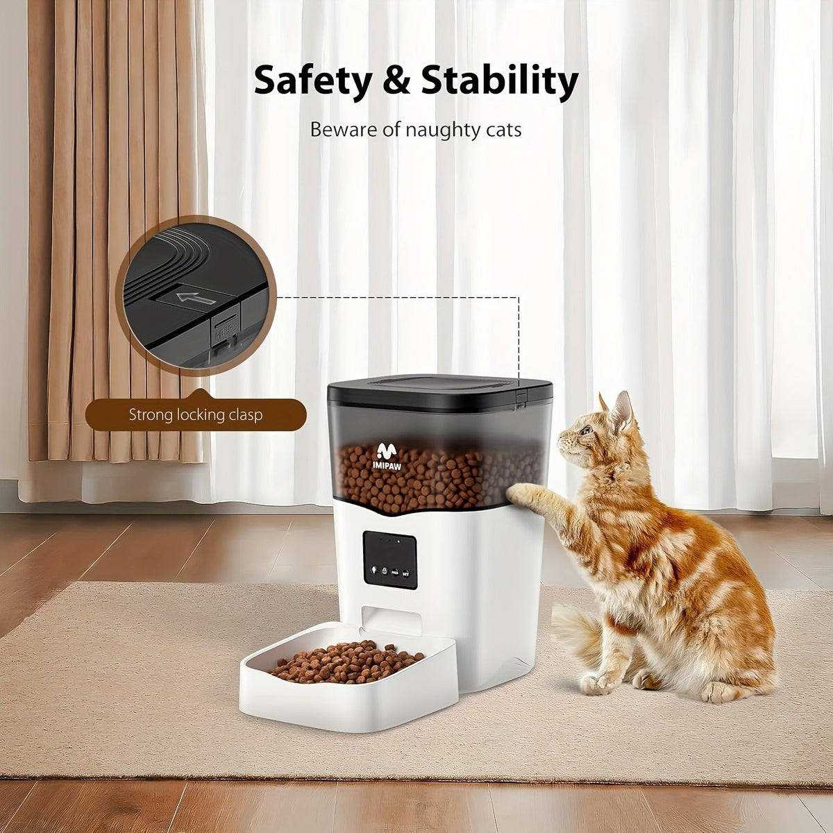 Smart WiFi Automatic Pet Feeder 101oz – App Control, Up to 10 Meals Per Day, HD Camera Option with 2.4G & 5G, Voice Assistant Compatible, USB Powered, Remote - product image 10