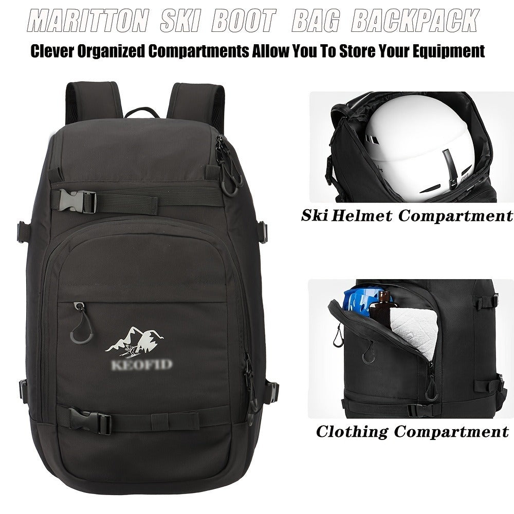 Ski Boot Bag Snowboard Backpack 40-50L Large Capacity Snow Gear Bag for Skiing Helmet Goggles Gloves Snowboard Accessories Winter Sports Equipment Bag Black - product image 11