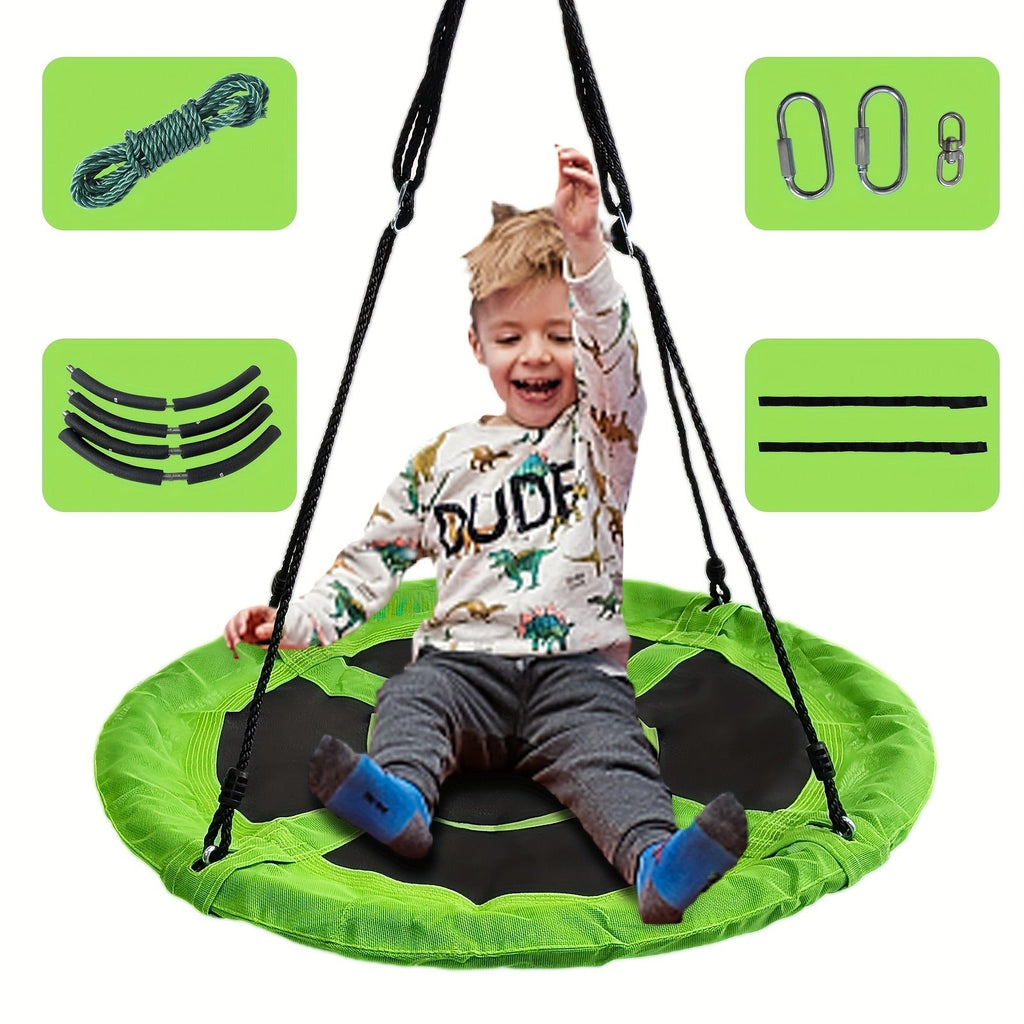 Kids Disc Swing 40 Inch | Anti-Slip Tree Swing with Adjustable Straps Powder Coated Frame Indoor Outdoor Play