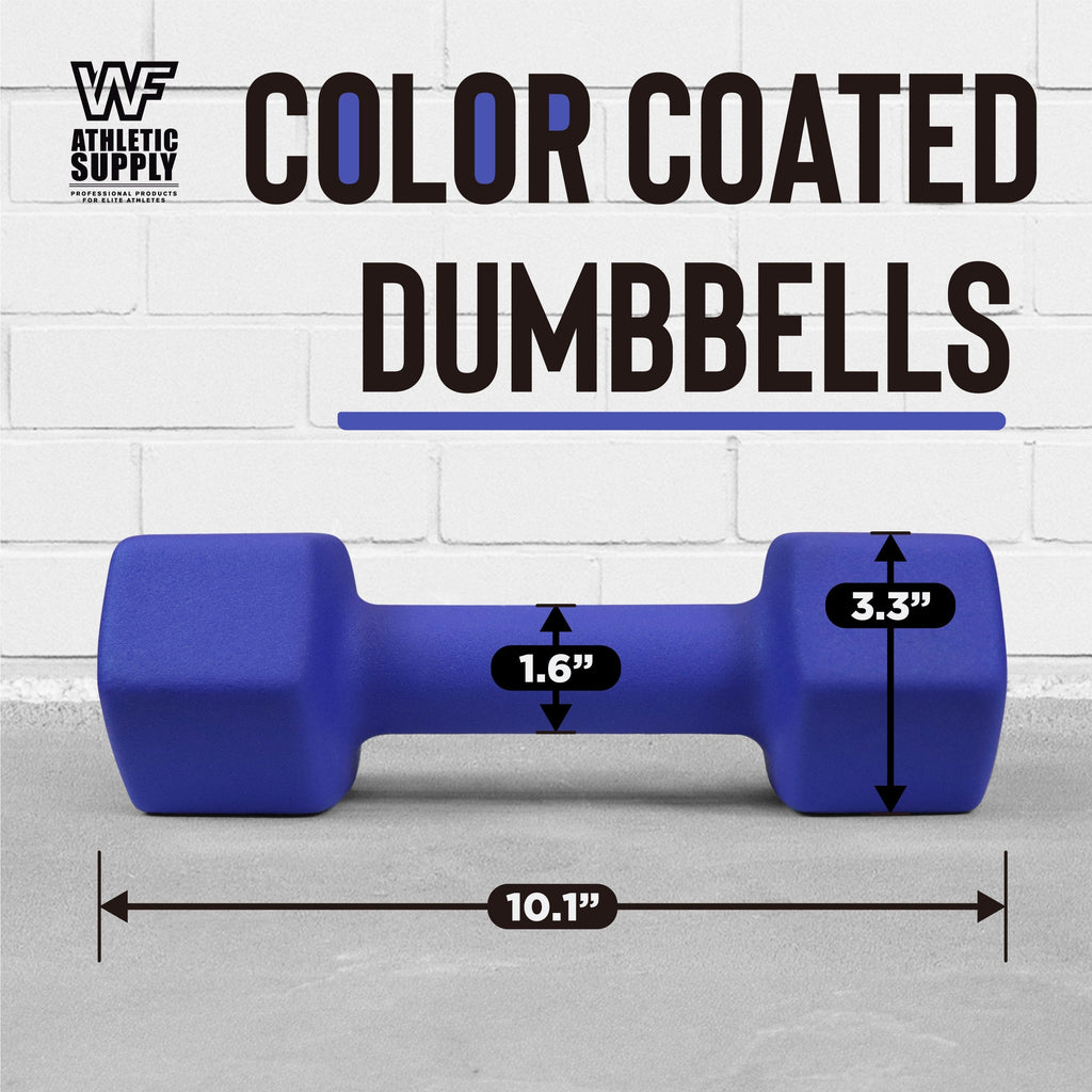Neoprene Dumbbells Pair with Non-Slip Hex Shape | 2LB to 15LB Available in Yellow, Green, Red, Blue & Gray | Color-Coded Hand Weights for Women & Men, Strength - product image 21