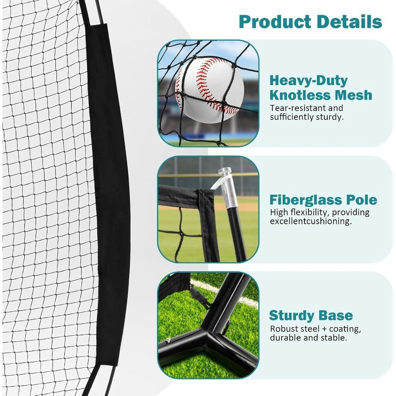 Batting & Pitching Practice for All Skill Levels, Black & Red Options | Baseball Softball Training Net 7x7ft with Arch Frame & Carry Bag - product image 9