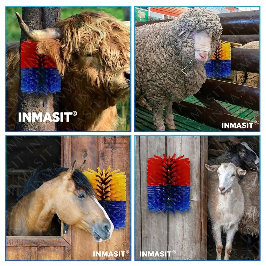 Livestock Grooming Brush Scratcher 8.7" – Easy Install with 4 Screws, Battery-Free Stress Reduction, Red/Blue & Yellow/Blue – All-in-One Massage & Itch Relief - product image 17