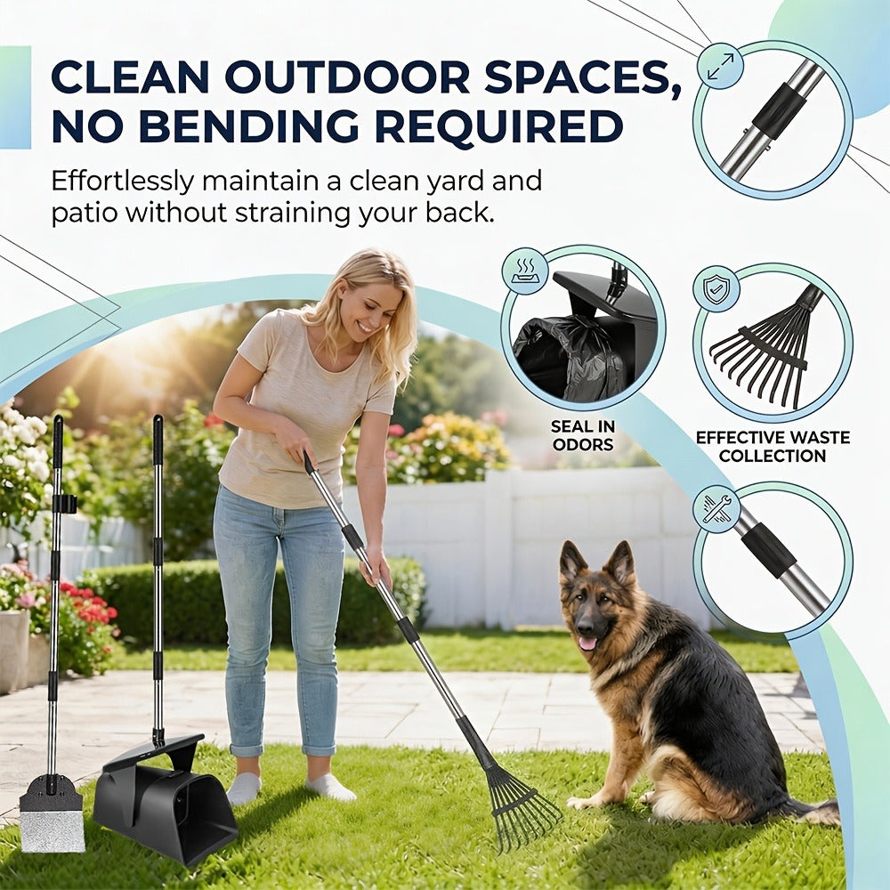 Dog Pooper Scooper with Long Handle & Swivel Bin – Heavy Duty Rake Spade Set, 40 Waste Bags Included, Pet Waste Removal for Yard Grass Gravel - product image 4