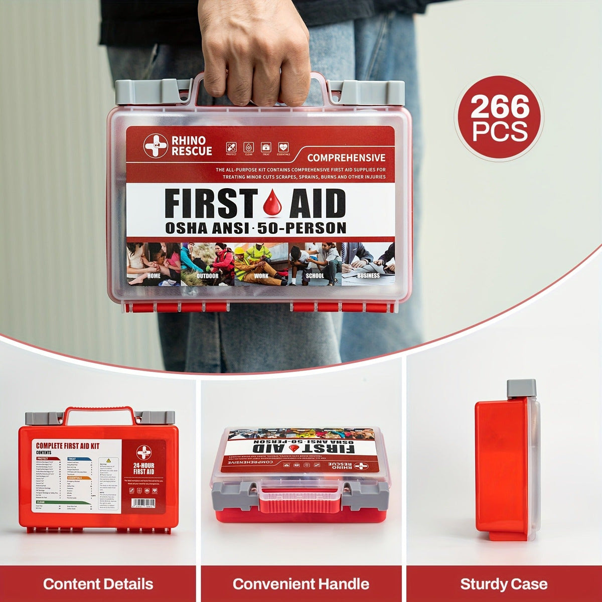266 Piece First Aid Kit All-Purpose | Home, Office, Car, Travel & Camping Emergency Supplies, FSA HSA Eligible, Comprehensive Trauma Kit for School, Outdoor - product image 10