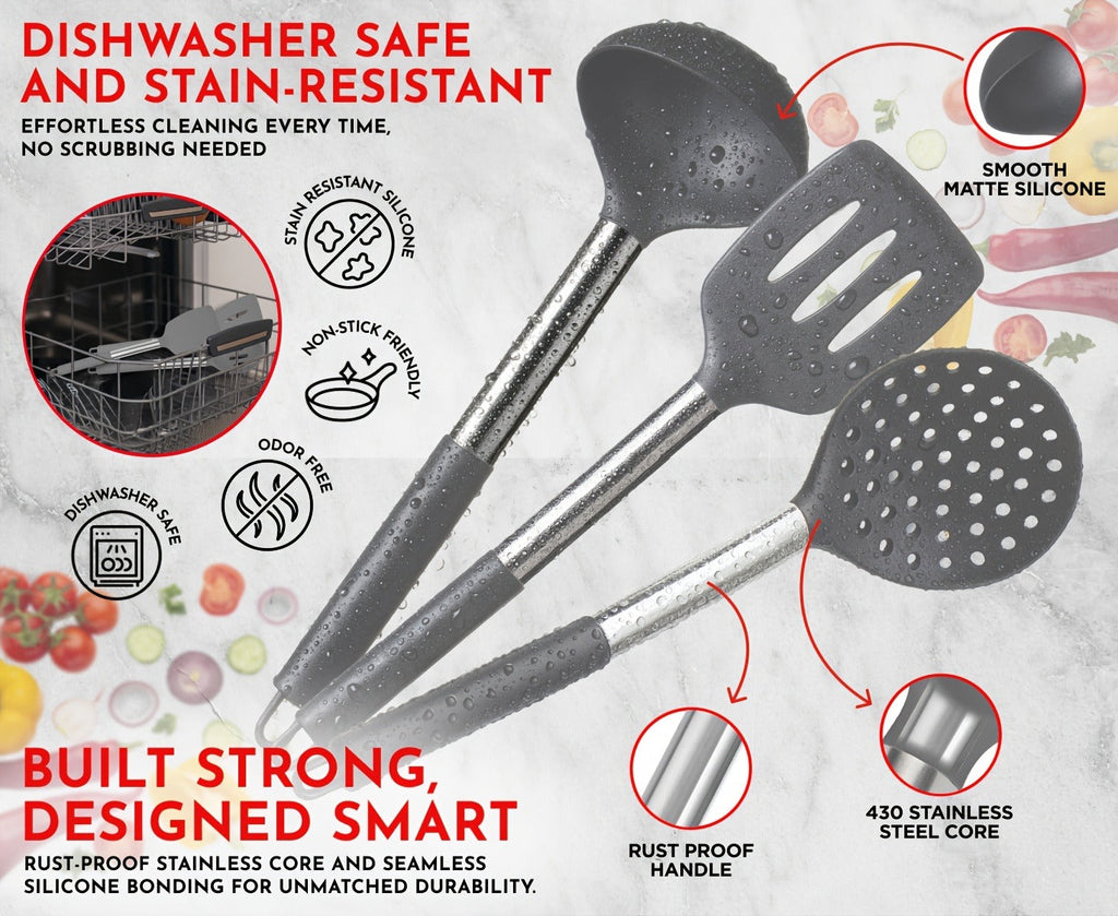 Silicone Kitchen Utensils Set 25pcs Nonstick Cooking Utensils with Stainless Steel Handle Food-Grade Silicone Spatulas Spoons Tongs Complete Kitchen Tool Set - product image 13