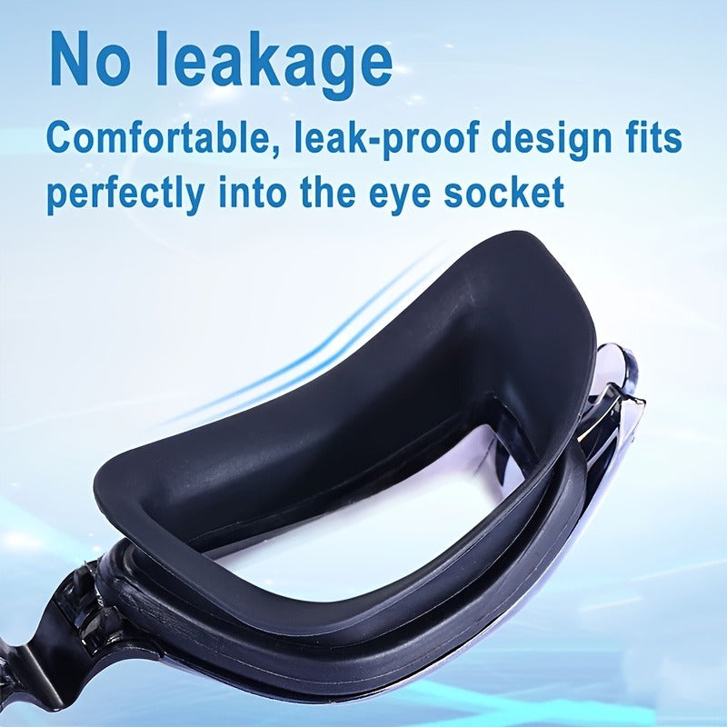 Swimming Goggles 6pcs Set with Cap Nose Clip Earplugs & Storage Bag | UV Protection Anti-Fog Adult Racing Swim Goggles Bundle, Silver-Coated Black Lens - product image 10