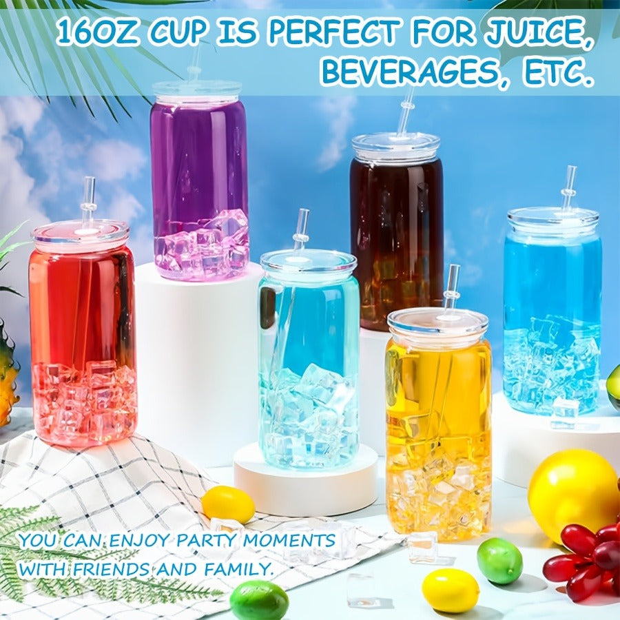 16oz Plastic Cups with Lids and Straws Bulk 25pcs Set Clear Flat Bottom Tumbler Single or Double Wall for Iced Coffee Boba Water Juice Party Favors Christmas - product image 12