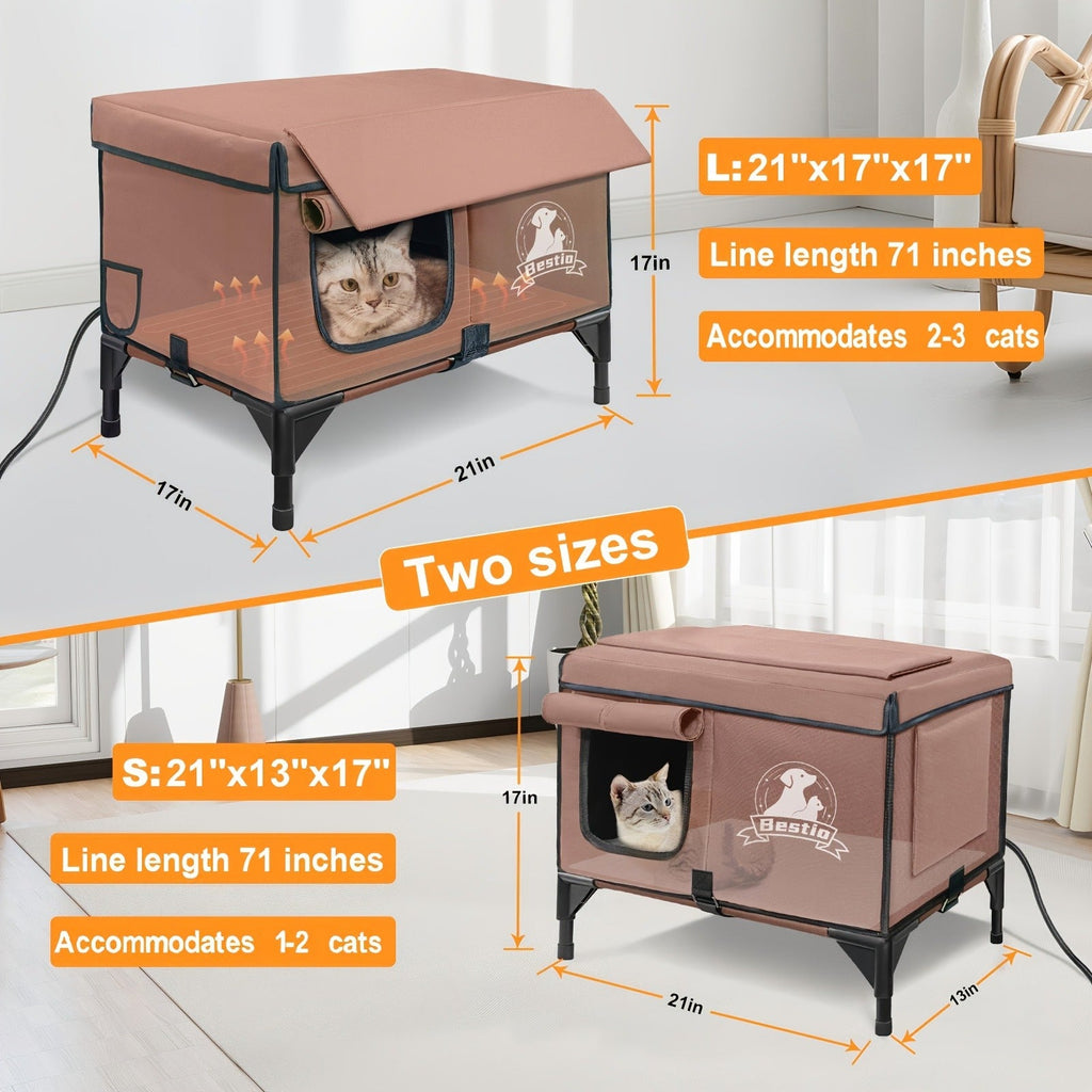 Heated Cat House 3-in-1 with Removable Warming Pad | Elevated Cat Bed for Indoor & Outdoor Cats | Chew-Resistant Cord | All-Season Cat Shelter & Condo | Double - product image 15