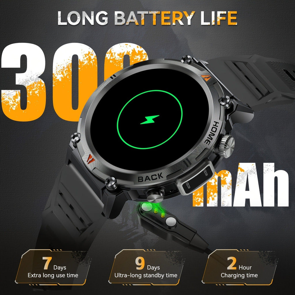 Wireless Calling, HD 1.45" Screen, LED Light, Fitness Tracker, iPhone & Android | EIGIIS KE3 Rugged Smartwatch for Men - product image 10