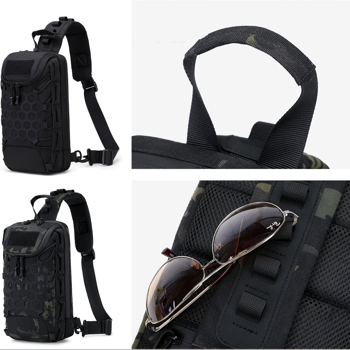 Large Capacity Tactical Chest Pack, Waterproof Nylon EDC Crossbody Bag for Hiking, Cycling, Fishing & Camping, Multi-Compartment, Adjustable Strap | MOLLE - product image 12