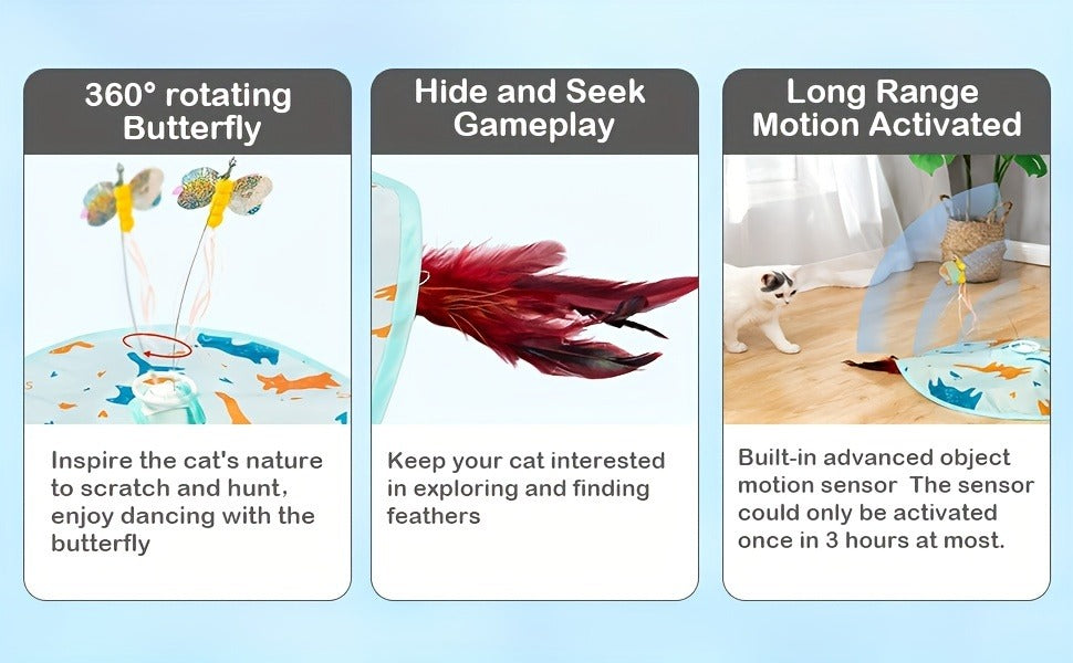 USB Rechargeable 1200mAh Auto Shut-Off 3 Speed Modes Indoor Cat Exercise Toy by Valonii – Interactive Cat Toy Electric Motion Activated 2-in-1 Rotating - product image 9