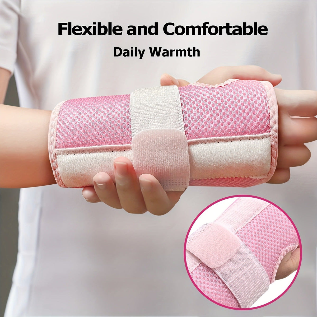 1 Pair Breathable Hook-and-Loop Wrist Guard for Sports, Daily Wear & Injury Recovery, Unisex, Pink / Rose Red / Blue | Wrist Brace with Double Splint Support - product image 10