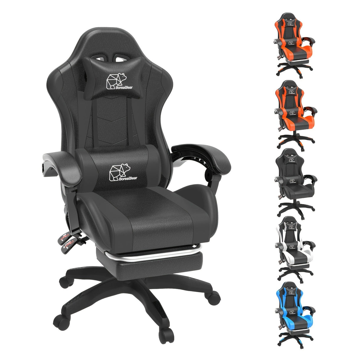 Ergonomic Reclining Computer Chair 360° Swivel Adjustable Height – Gaming Chair with Footrest & Lumbar Support