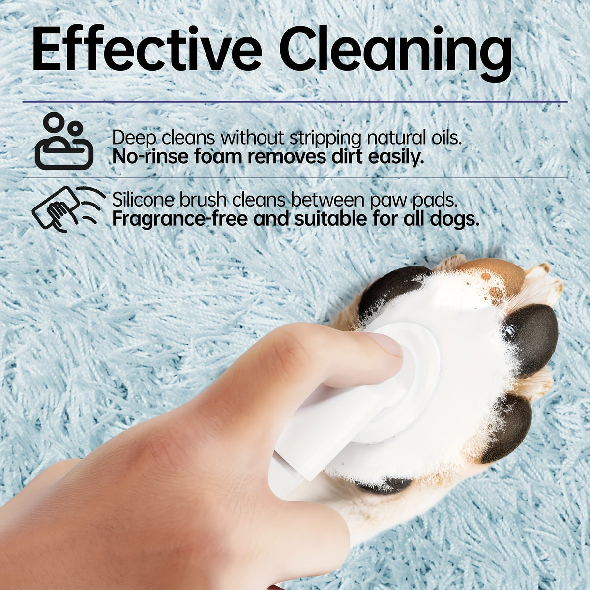 Dog Paw Cleaner No-Rinse with Soft Brush – pH Balanced Paw Wash for Dogs & Cats, 5oz Gentle Grooming Cleanser in Lavender Chamomile, Lemongrass Sage - product image 6
