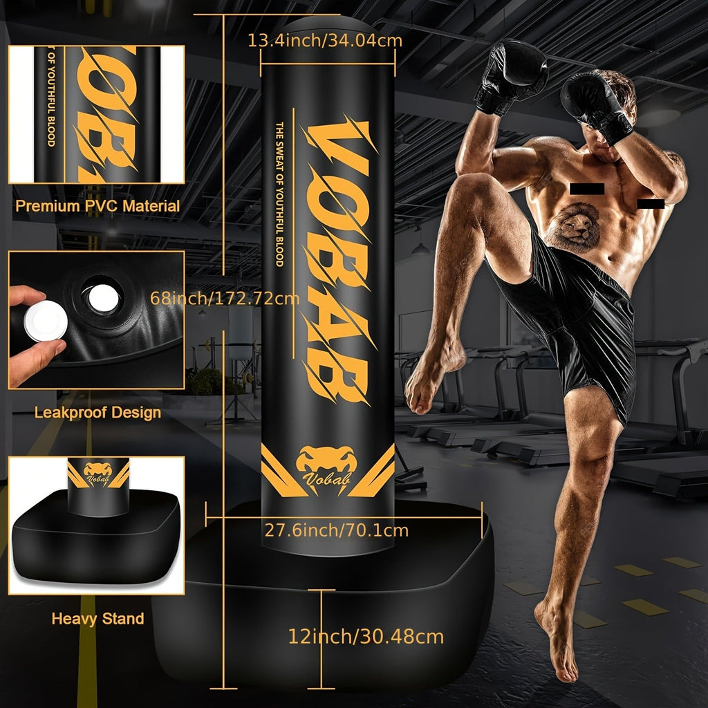 MMA, Muay Thai, Karate & Boxing Training, Men & Women – 70-Inch Freestanding Punching Bag with Stand for Adults