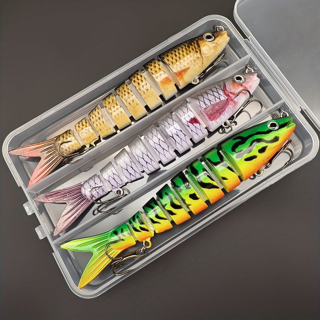 Slow Sinking Lifelike 3D Eyes ABS Body, Pearl Powder Coating, 8-Section Woven Fabric Jointed Lure Kit for Freshwater & Saltwater, 2 Models (FCP2P-392 / - product image 9