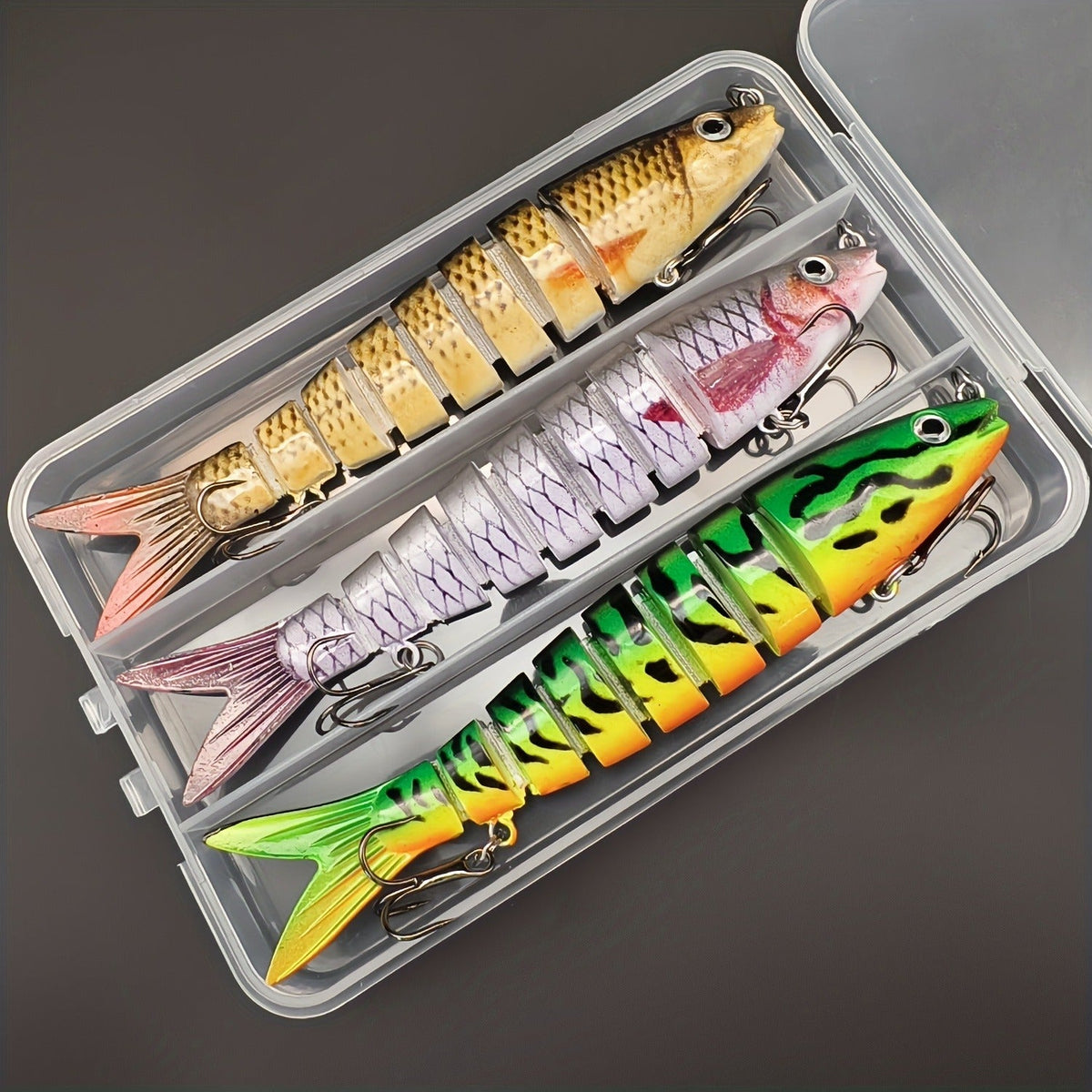 Slow Sinking Lifelike 3D Eyes ABS Body, Pearl Powder Coating, 8-Section Woven Fabric Jointed Lure Kit for Freshwater & Saltwater, 2 Models (FCP2P-392 / - product image 9