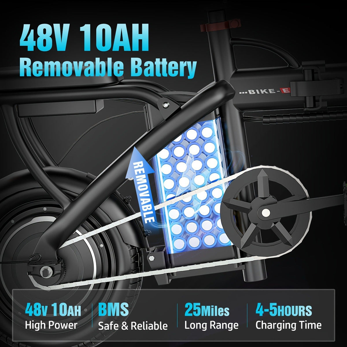 Commuter Electric Bike 14 Inch Folding E-Bike 650W Peak Motor 48V 10Ah Battery 25MPH 25-Mile Range Featherlight Mini Electric Bicycle for Adults - product image 11