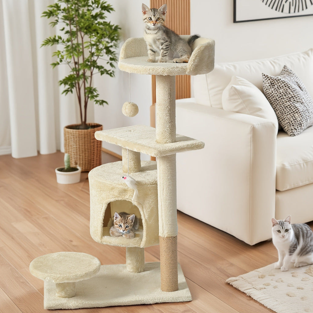 Cat Tree Tower Multi-Level with Cat Bed, Condo & Sisal Scratching Post – 3 or 4 Tier Indoor Cat Tree for Large Cats, Kitten & Senior Cats, Sleek Cat Furniture - product image