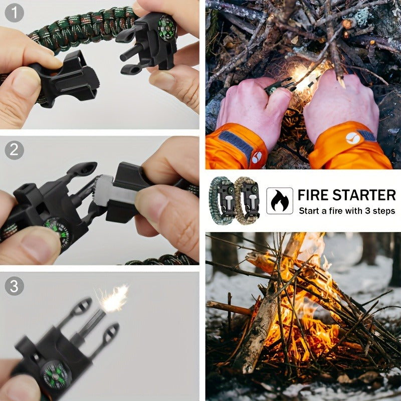 Paracord Survival Bracelet 2-Pack | 5-in-1 Tactical Emergency Bracelet with Fire Starter, Compass, Loud Whistle & Scraper, Outdoor Gear for Hiking, Camping - product image 9